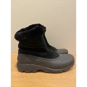 Sorel Boots 9‎ Snow Angel Zip Black Suede Faux Fur Lining Thinsulate